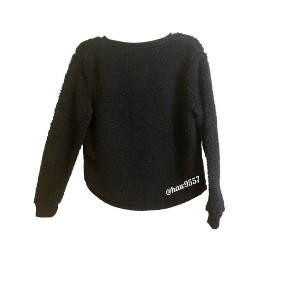 Sonoma Ladies Intimates Black Fleece Size M Sweatshirt Soft Fluffy Cozy Top - Picture 3 of 6
